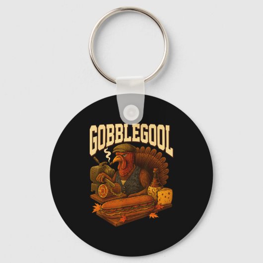 Gobbol Turkey Gobble Gool Thanksgiving Retro Schlüsselanhänger (Vorderseite)