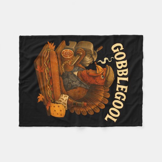 Gobbol Turkey Thanksgiving Fleecedecke (Vorderseite (Horizontal))