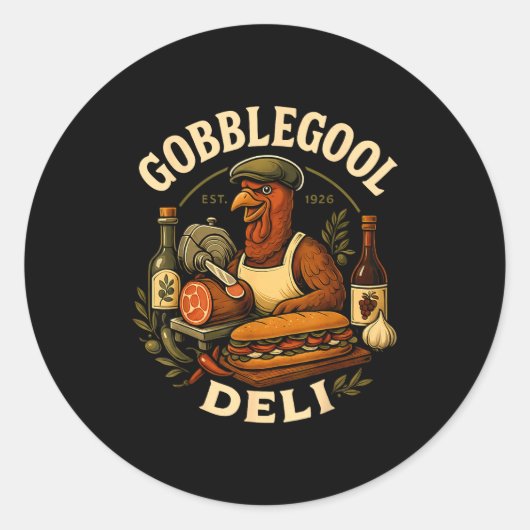 Gobbol Turkey Thanksgiving Italian Turkey Chef Runder Aufkleber (Vorderseite)