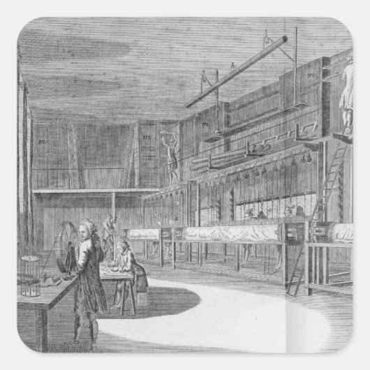 Gobelin-Workshops aus der Enzyklopädie von Deni Quadratischer Aufkleber (Vorderseite)