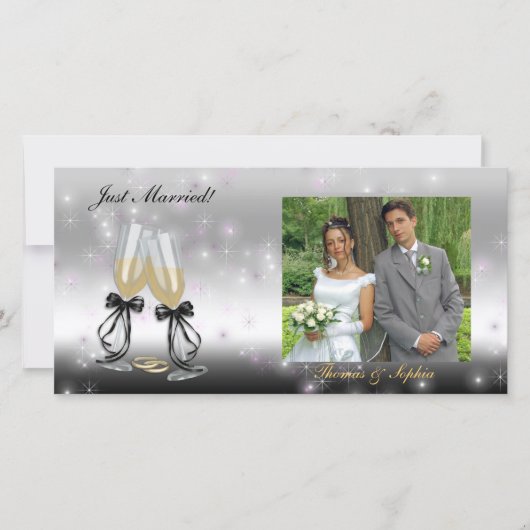 Goblets Sparkle Wedding Foto Card Ankündigung (Vorderseite)