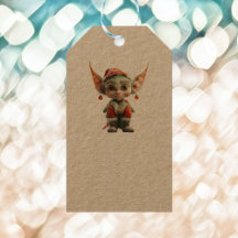 Goblin Christmas Elf Kraft Gift Tags