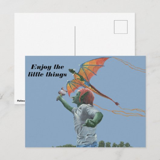 Goblin Flying Dragon Drache Fantasy Postkarte (Vorne/Hinten)