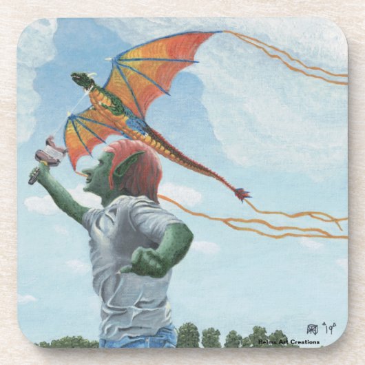 Goblin Flying Dragon Kite Fantasy Getränke Coaster Getränkeuntersetzer (Vorderseite)