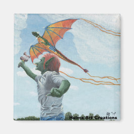 Goblin Flying Dragon Kite Fantasy Joy Magnet
