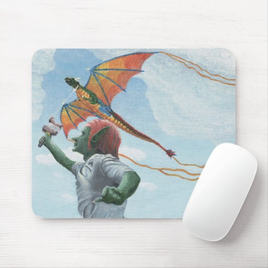 Goblin Flying Rainbow Dragon Kite Fantasy Mousepad (Mit Mouse)