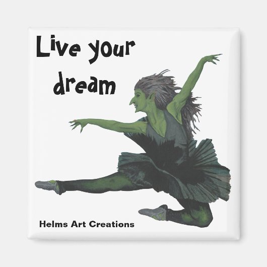 Goblin Girl Ballet Dancer Fantasy Button Magnet (Vorne)