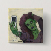 Goblin Girl Handy Selfasy Fantasy Art Button (Vorderseite)