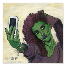 Goblin Girl Handy Selfie Fantasy Art Foto Print