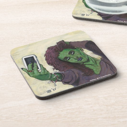 Goblin Girl Handy Selfie Plastic Untersetzer (Linke Seite)