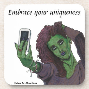 Goblin Girl Handy Selfie Plastic Untersetzer Set