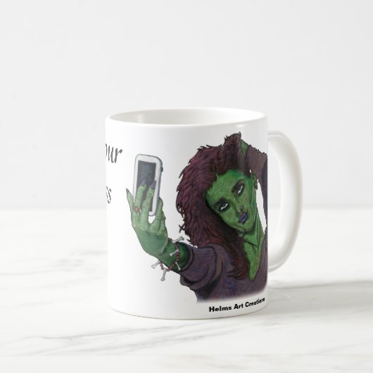 Goblin Girl Phone Selfie Fantasy Art Kaffeemaschin Kaffeetasse (VorderseiteRechts)