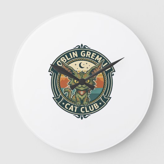 Goblin Gremlin Katze Süße Kitty Design - Goblin Gr Große Wanduhr (Vorderseite)