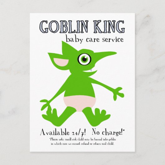 Goblin King Baby Care Service Postkarte (Vorderseite)