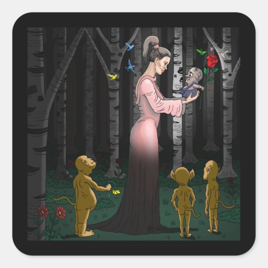 Goblin-Liebe Quadratischer Aufkleber (Vorderseite)