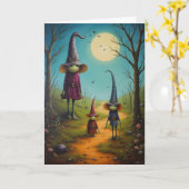Goblin Mama und Kids Halloween Karte (Gelbe Blume)