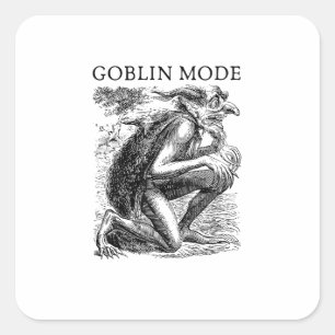 Goblin-Modus Goblincore Vintage-Ästhetik Lustig Au Quadratischer Aufkleber