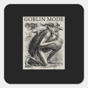 Goblin-Modus Goblincore Vintage-Ästhetik Lustig Au Quadratischer Aufkleber