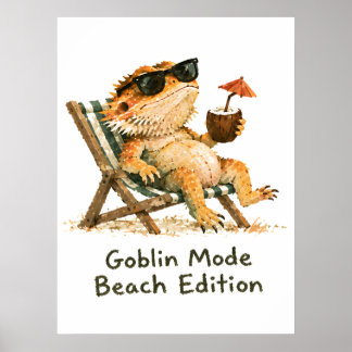 Goblin-Modus Strand Edition Bartagamen Kunst Poster