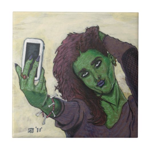 Goblin Phone Selfie Fantasy Girl Decorative Tile Fliese (Vorderseite)