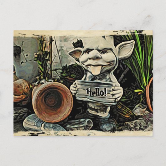 Goblin Placard "Hello" Postcard Postkarte (Vorderseite)