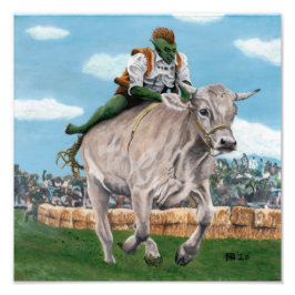Goblin Rider Ox Racing Fantasy Art Foto Print