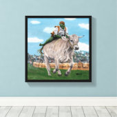 Goblin Rider Ox Racing Fantasy Kunst, Dichtung und Leinwanddruck (Insitu (Holzboden))