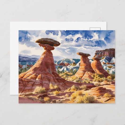 Goblin Valley Staat Park, Aquarellmalerei Postkarte (Vorne/Hinten)