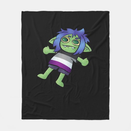 Goblincore Asexual Pride Goblin Classic Fleecedecke (Vorderseite)