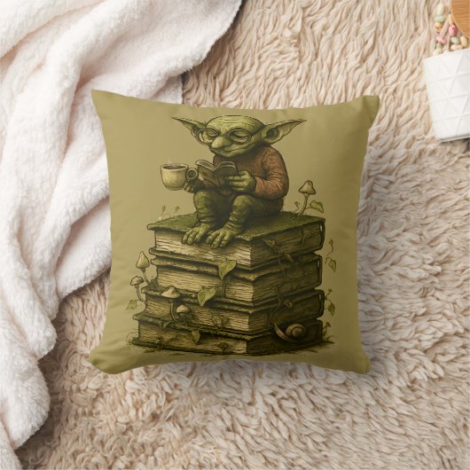 Goblincore Bookworm Mushroom Fantasy Kissen (Decke)