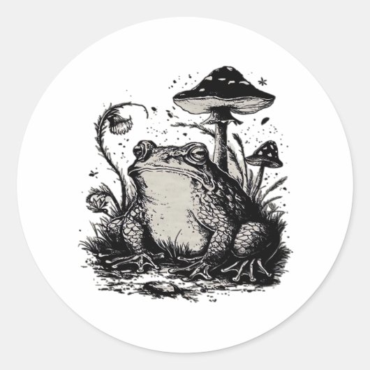 Goblincore Frog Minimal Classic Design Runder Aufkleber (Vorderseite)