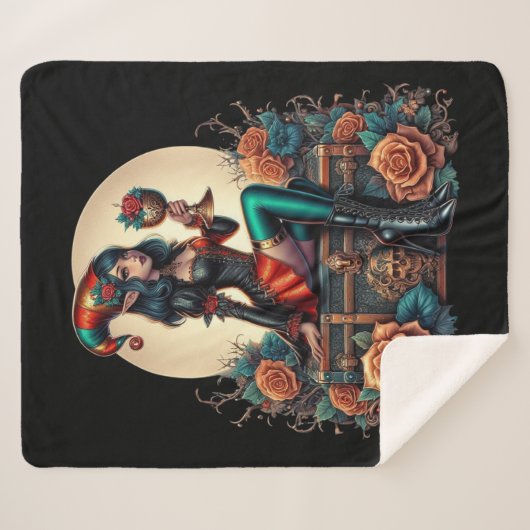 Goblincore Gothic Fairy Fantasy Hallowmas Sherpadecke (Vorderseite (Horizontal))