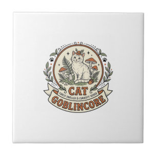Goblincore-Katze Goblincore-Katze Vintage-Vektor-A Fliese