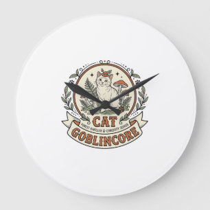 Goblincore-Katze Goblincore-Katze Vintage-Vektor-A Große Wanduhr