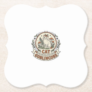 Goblincore-Katze Goblincore-Katze Vintage-Vektor-A Untersetzer