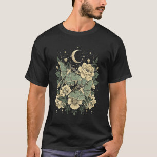 GoblinCore-Motte und Schmetterling-Halbmond-Blumen T-Shirt