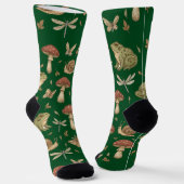 Goblincore Mushroom Frog Snail Dragonfly Pattern Socken (Gewinkelt)