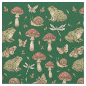 Goblincore Mushroom Frog Snail Dragonfly Pattern Stoff (Nahaufnahme)