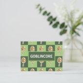 Goblincore Mushroom Green Checked Goblincore Visitenkarte (Stehend Vorderseite)