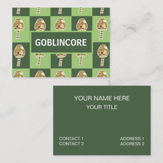 Goblincore Mushroom Green Checked Goblincore Visitenkarte (Vorne/Hinten)