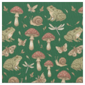 Goblincore-Pilz-Frosch-Schnecke-Libellen-Muster Stoff (Nahaufnahme)