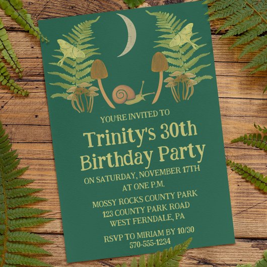 Goblincore Schnecke und Pilze nach Maß Einladung