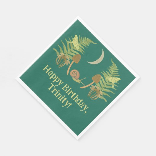 Goblincore Schnecke und Pilze Personalisiert Serviette (Ecke)