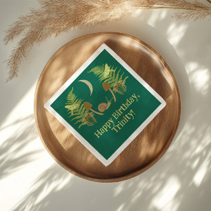 Goblincore Schnecke und Pilze Personalisiert Serviette