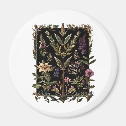 Goblincore Victorian Witch Herbs Classic Magnet (Vorne)