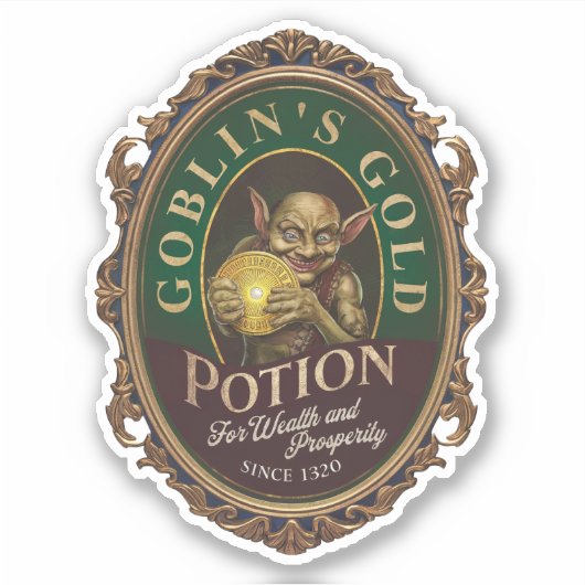 Goblins Gold-Potion-Label-Aufkleber Aufkleber (Vorderseite)