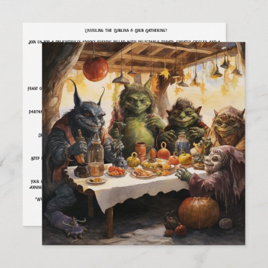 👻 🍽️ "Goblins & Grub Ansammlung"! 🍽️ 👻 Hallowe Einladung (Vorne/Hinten)