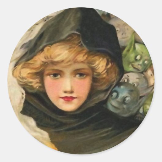 Goblins pinkeln Vintage Halloween Art Stickers (Vorderseite)