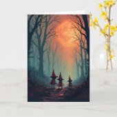 Goblins und ein fiery Moon Halloween Karte (Gelbe Blume)