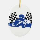 GoCart Racing Flags Keramik Ornament (Vorne)
